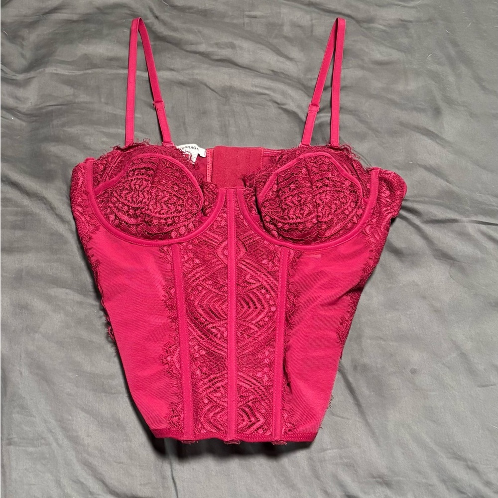 Garage Fuchsia Lace Corset Top